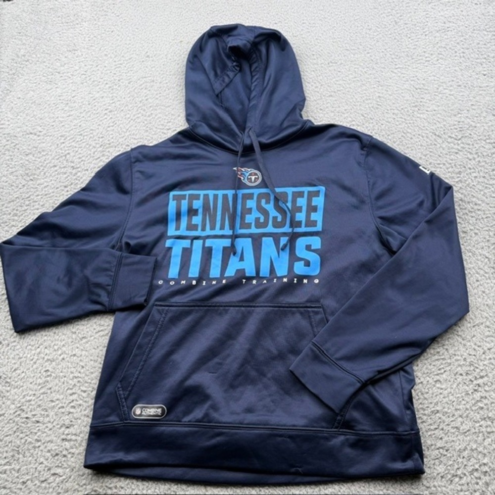 NFL Combine Authentic Tennessee Titans Hoodie Mens Large Navy Blue Pullover